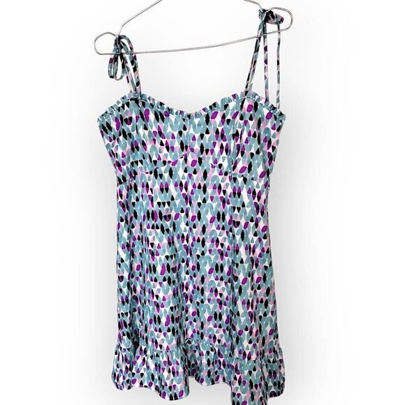 Joy Joy Womens Sundress Sz Medium Fit Flare Blue Purple Knit Stappy Coastal 56B7 - Picture 1 of 13